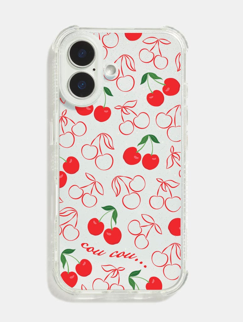 Cherry Print Glitter Shock iPhone Case Phone Cases Skinnydip London