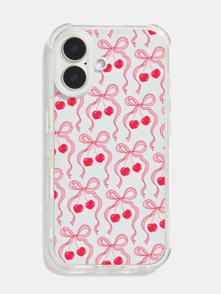 Cherry Ribbon Bow Repeat Shock iPhone Case | Coquette Core Phone Cases Cherry Ribbon Bow Repeat Shock iPhone Case | Coquette Core Phone Cases