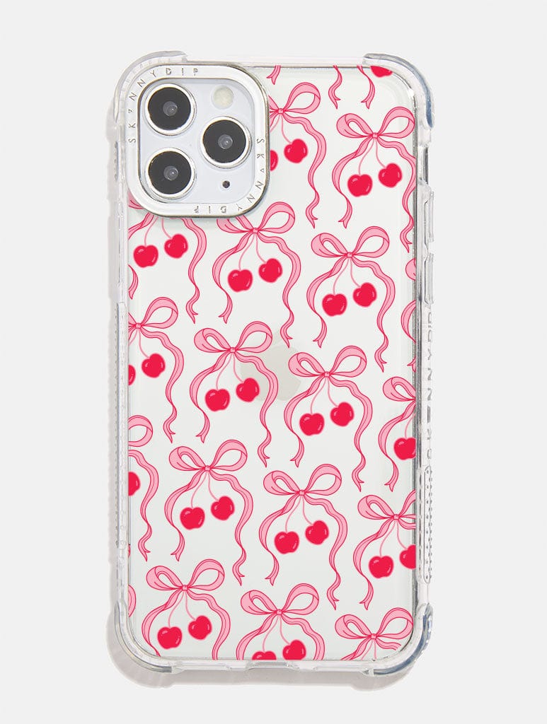 Cherry Ribbon Bow Repeat Shock iPhone Case Phone Cases Skinnydip London