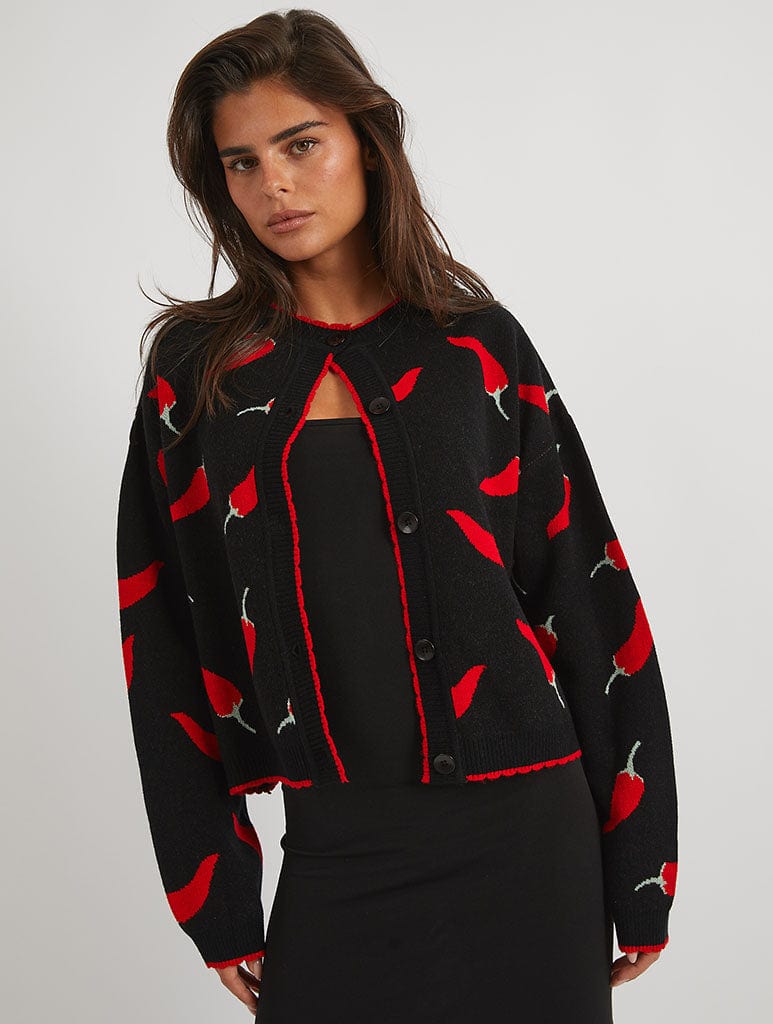 Chilli Black Knitted Cardigan Jumpers & Cardigans Skinnydip London