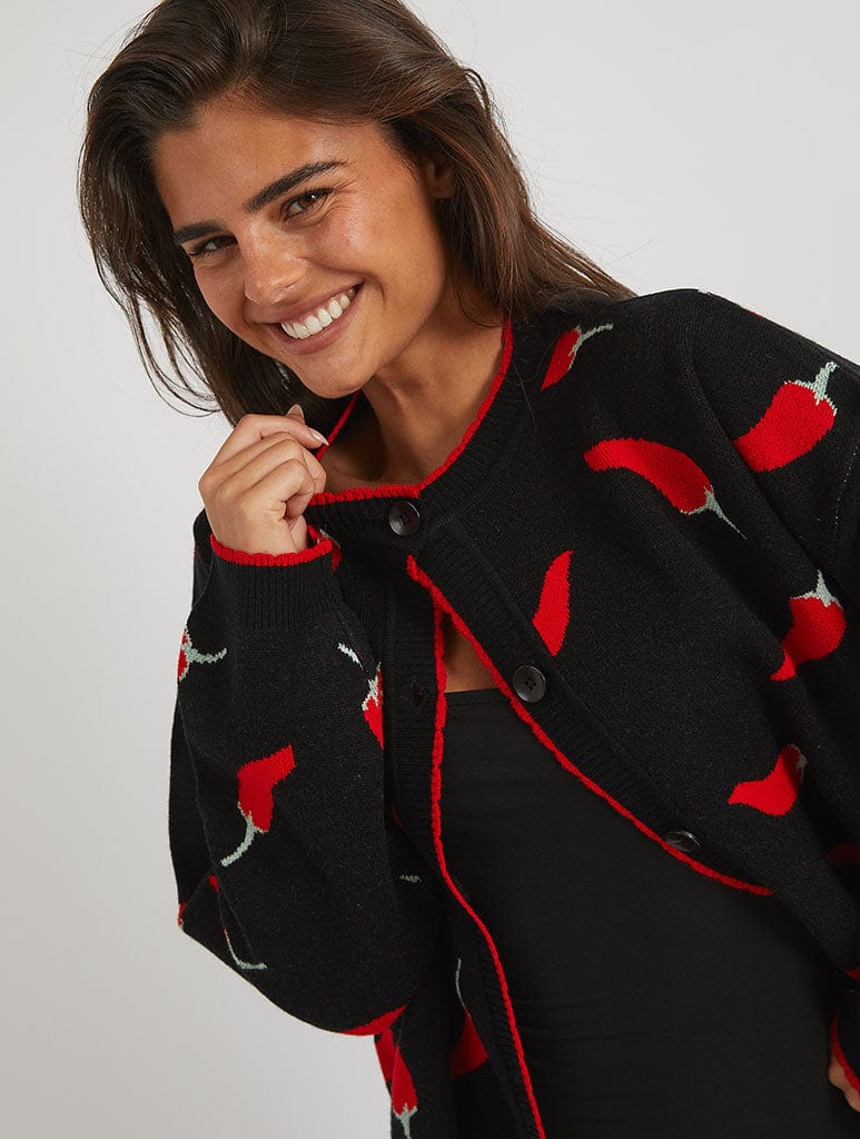 Chilli Black Knitted Cardigan Jumpers & Cardigans Skinnydip London