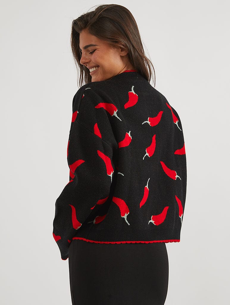 Chilli Black Knitted Cardigan Jumpers & Cardigans Skinnydip London