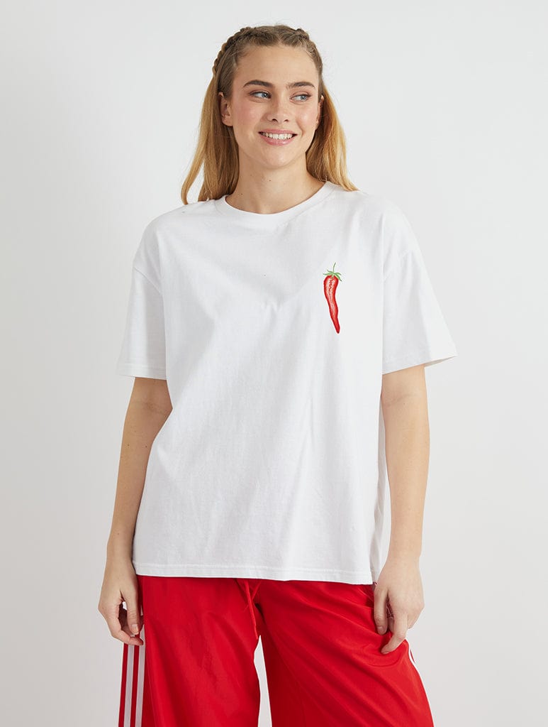 Chilli Stop T-Shirt In White Tops & T-Shirts Skinnydip London