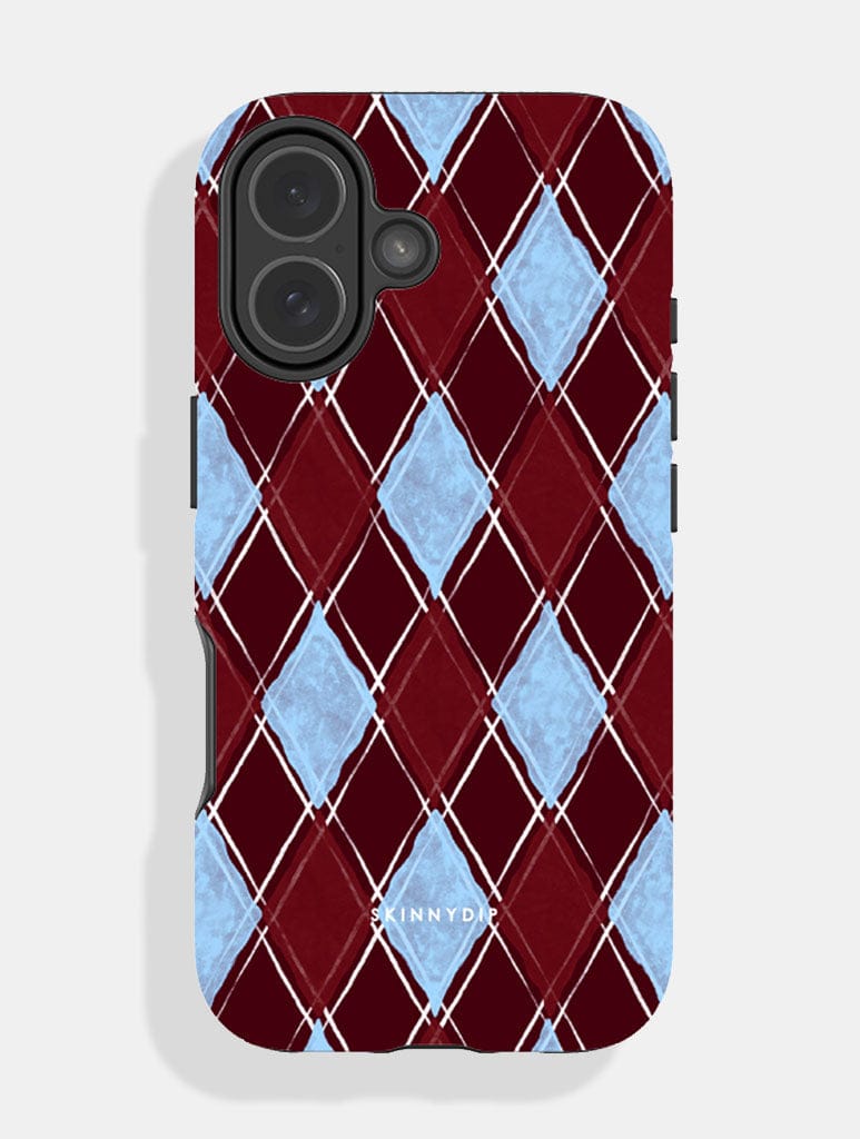 Chocolate and Blue Argle Check Ultra Protective iPhone Case Phone Cases Skinnydip London
