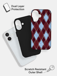 Chocolate and Blue Argyle Check Ultra Protective iPhone Case Phone Cases Skinnydip London