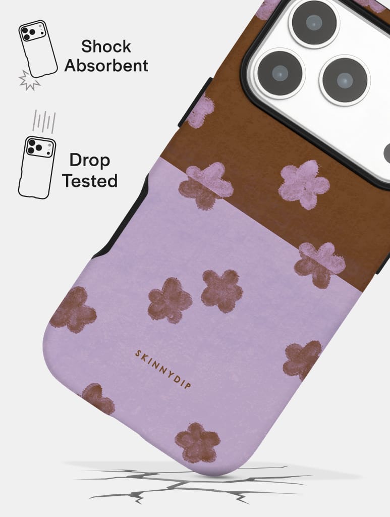 Chocolate Brown and Purple Two-Tone Flower Ultra Protective iPhone Case Phone Cases Skinnydip London