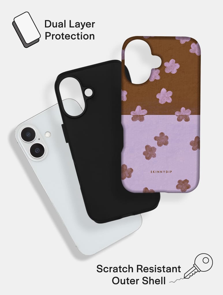 Chocolate Brown and Purple Two-Tone Flower Ultra Protective iPhone Case Phone Cases Skinnydip London