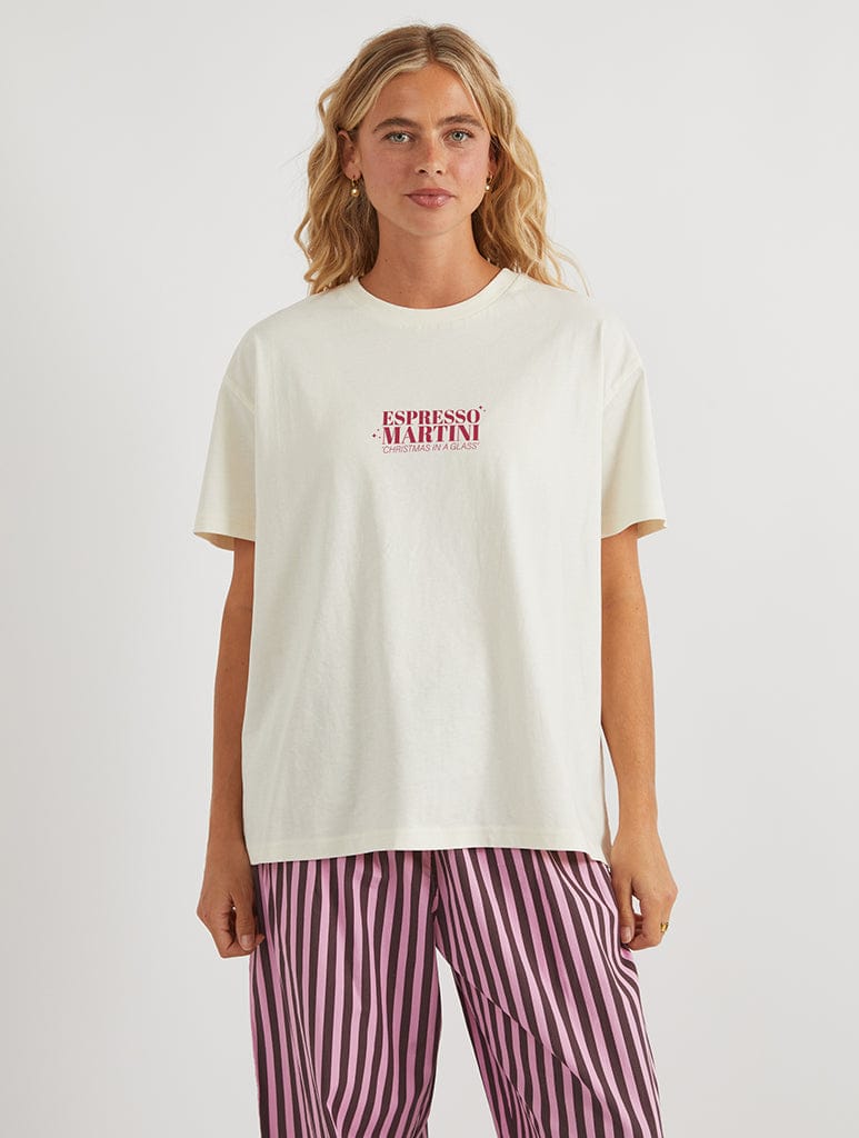 Christmas Espresso Martini T-Shirt in White Tops & T-Shirts Skinnydip London