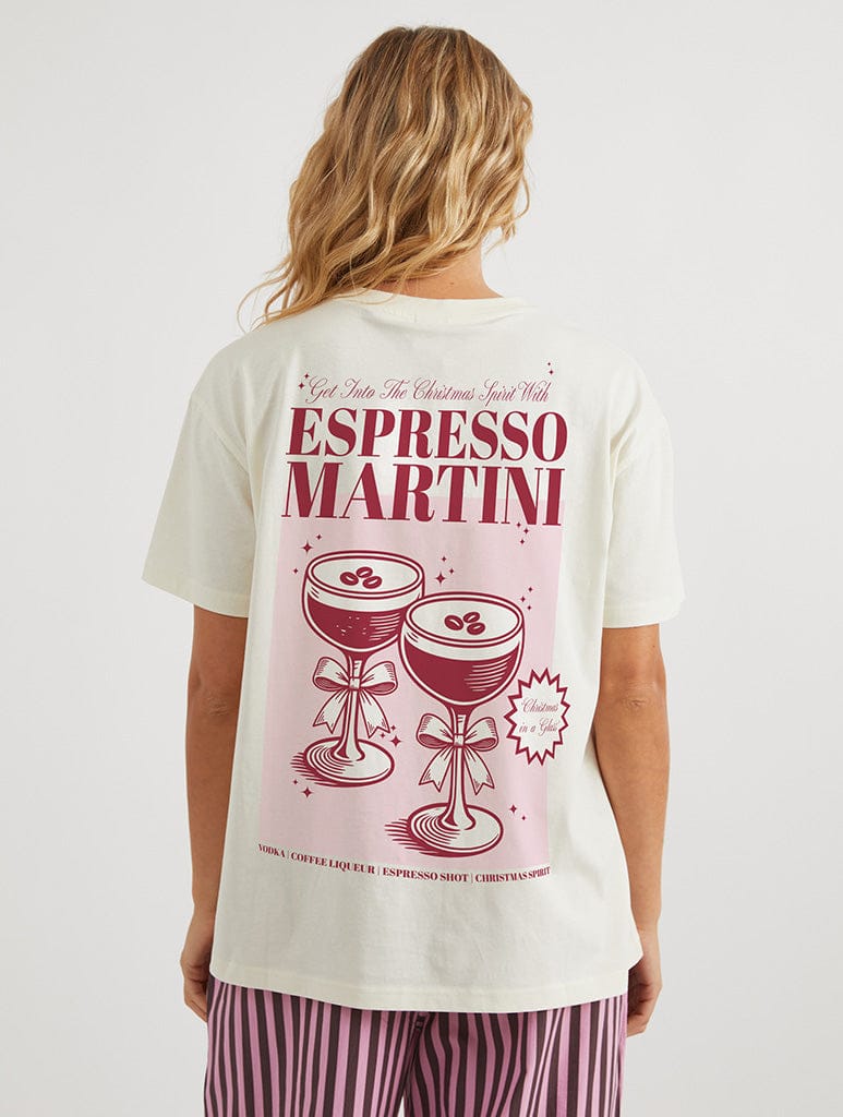 Christmas Espresso Martini T-Shirt in White Tops & T-Shirts Skinnydip London