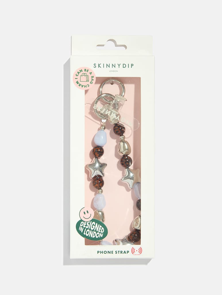 Chrome Star Tort Beaded Strap Phone Grips Skinnydip London