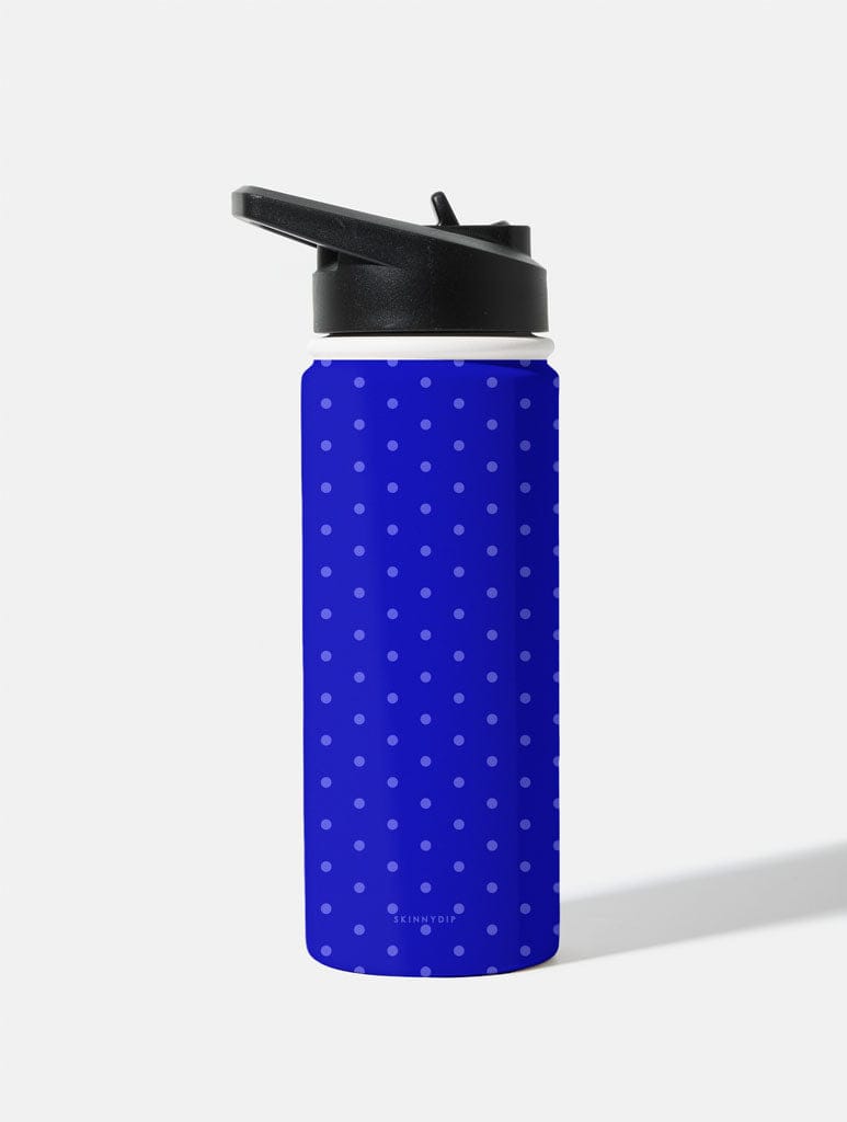 Cobalt Blue Mini Dots 18oz Stainless Steel Water bottle Water Bottles Skinnydip London