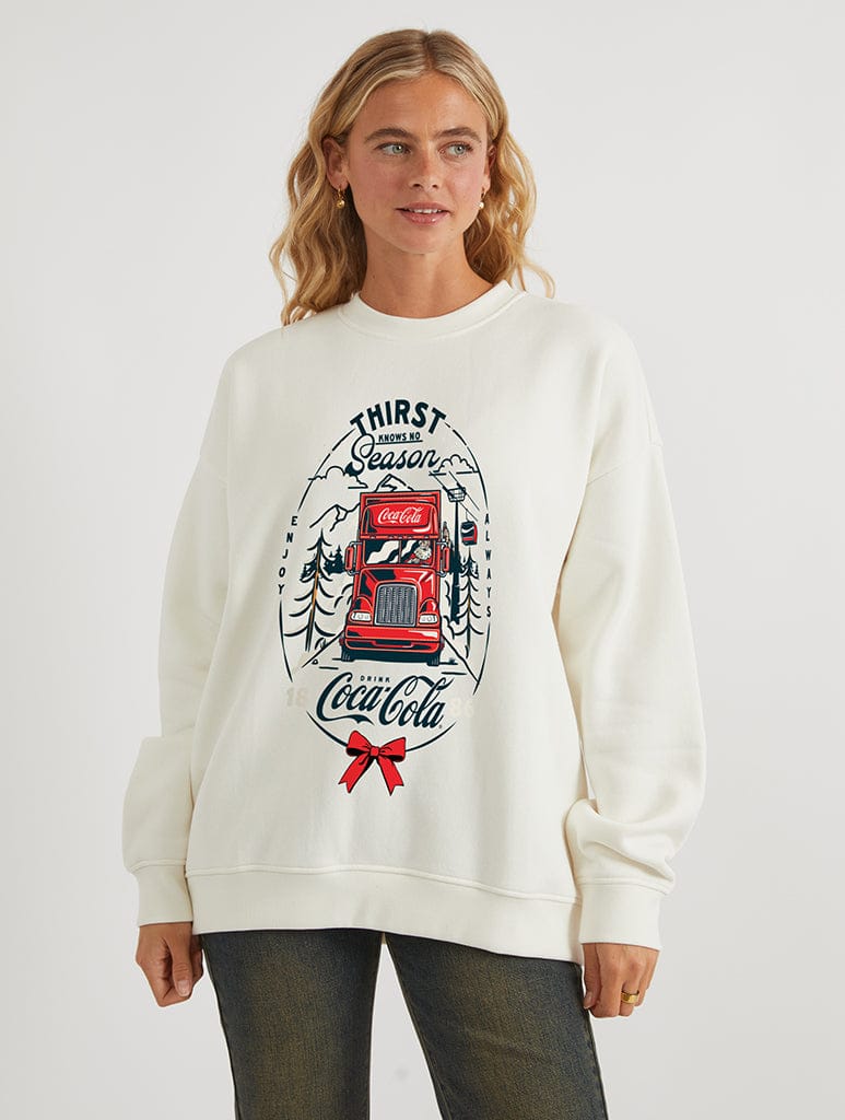 Coca Cola Thirst Knows No Season Sweatshirt In White Hoodies & Sweatshirts Skinnydip London
