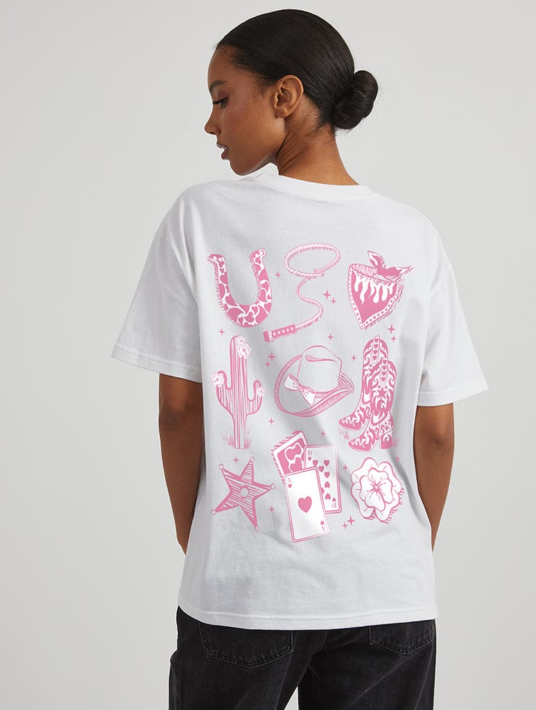 Coquette Cowgirl Era T-Shirt in Ecru Tops & T-Shirts Skinnydip London