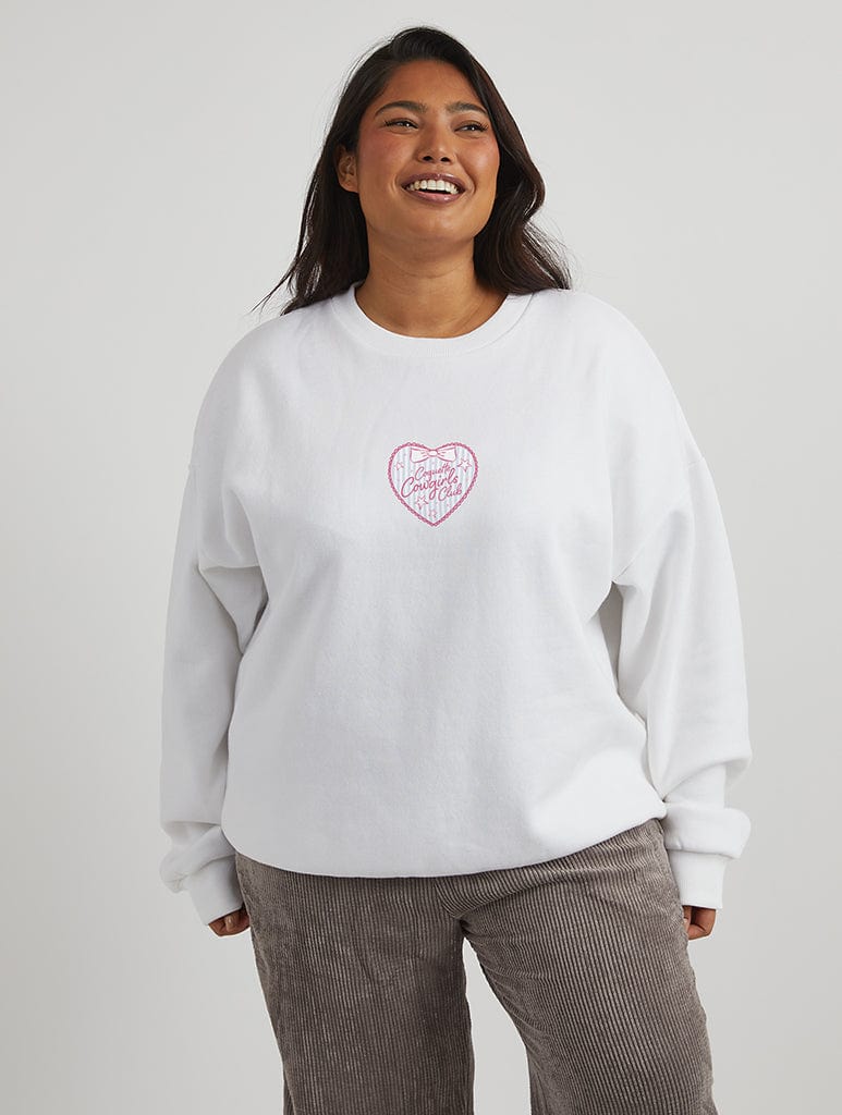 Coquette Cowgirls Club Sweatshirt In Ecru Hoodies & Sweatshirts Skinnydip London