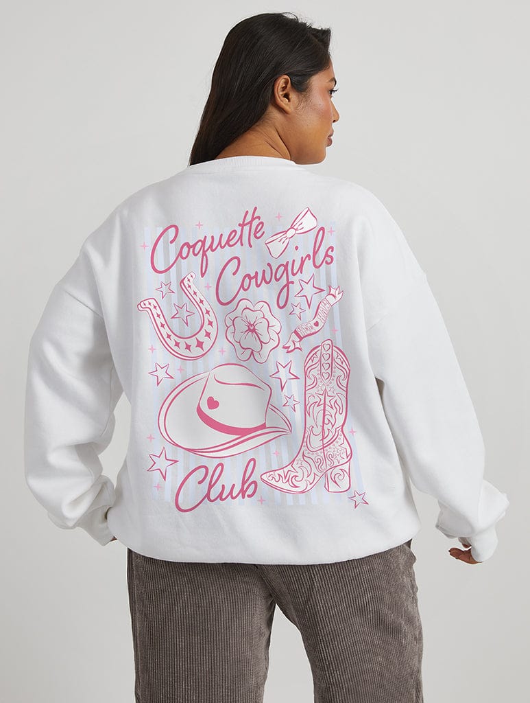Coquette Cowgirls Club Sweatshirt In Ecru Hoodies & Sweatshirts Skinnydip London