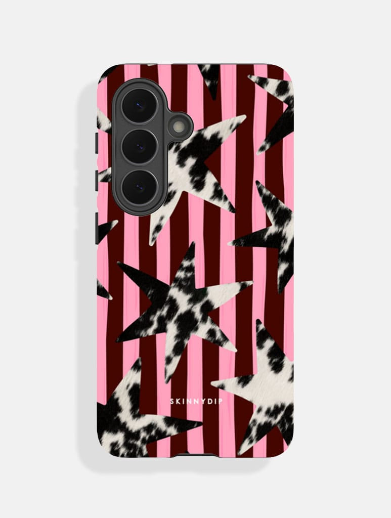 Cow Print Star Stripe Burgundy and Pink Ultra Protective Samsung Case Phone Cases Skinnydip London
