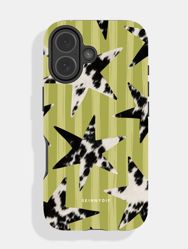Cow Print Star Stripe Green Ultra Protective iPhone Case Phone Cases Skinnydip London