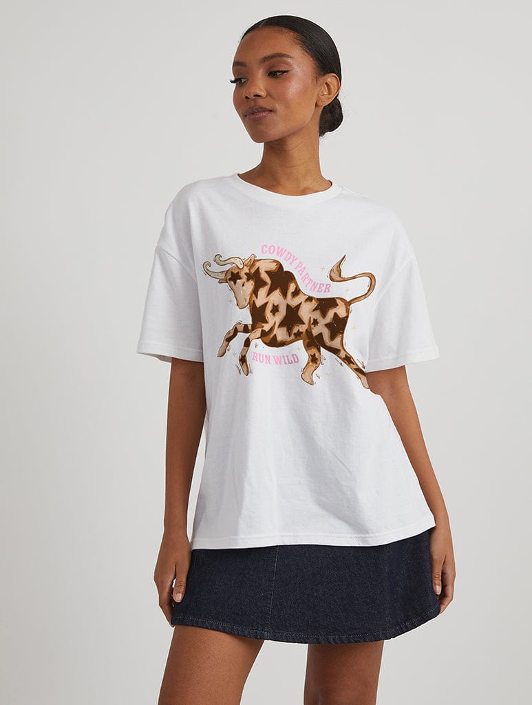 Cowdy Partner T-Shirt in Ecru Tops & T-Shirts Skinnydip London