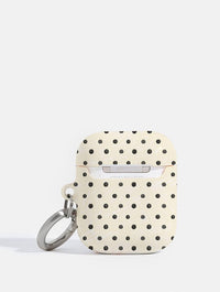 Cream and Black Painted Polka Dot Airpods Case AirPods Cases Skinnydip London
