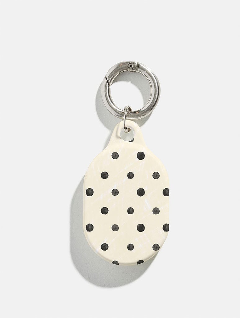 Cream and Black Painted Polka Dot AirTag Case in Gloss AirTags Skinnydip London