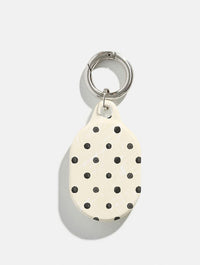 Cream and Black Painted Polka Dot AirTag Case in Gloss AirTags Skinnydip London