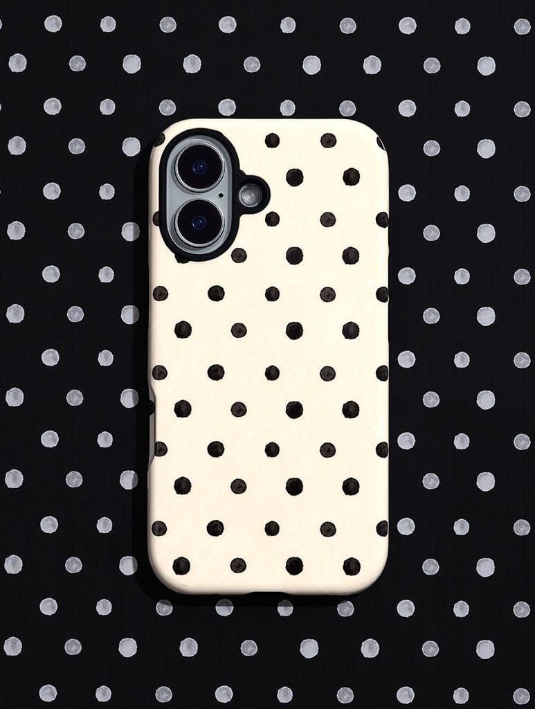 Cream And Black Painted Polka Dot Ultra Protective iPhone Case Phone Cases Skinnydip London