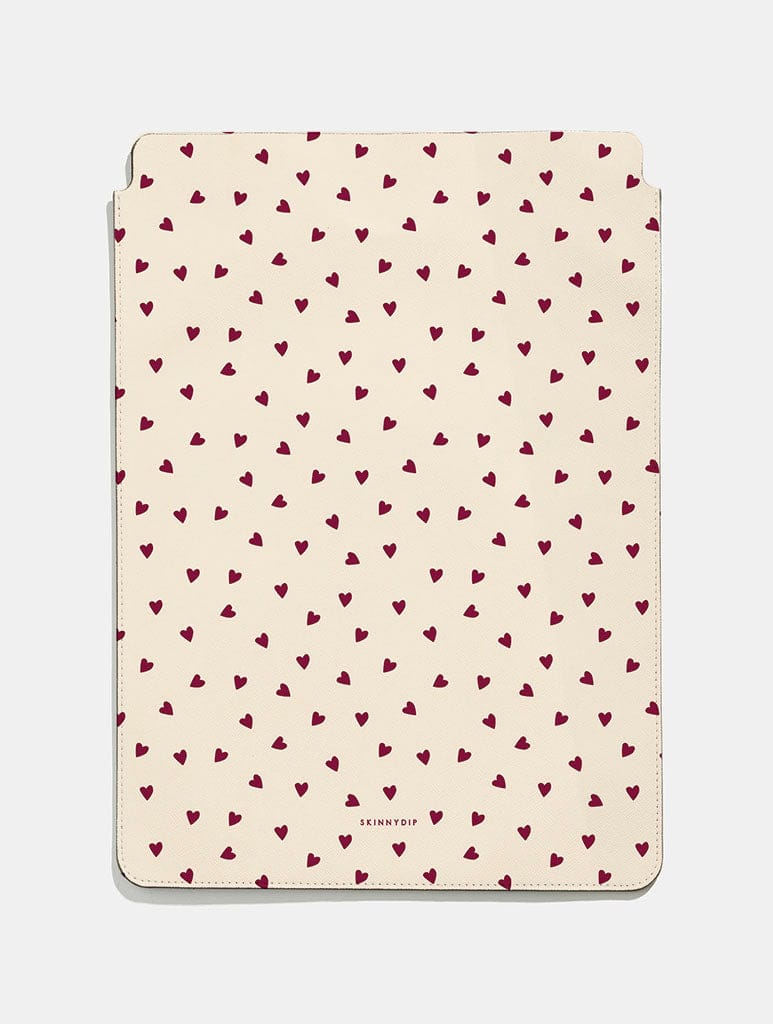Cream and Burgundy Ditsy Hearts Tablet Sleeve Tablet Cases Skinnydip London