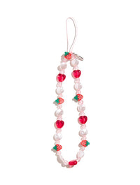 Custard Strawberry Beaded Phone Strap Phone Grips Custard London