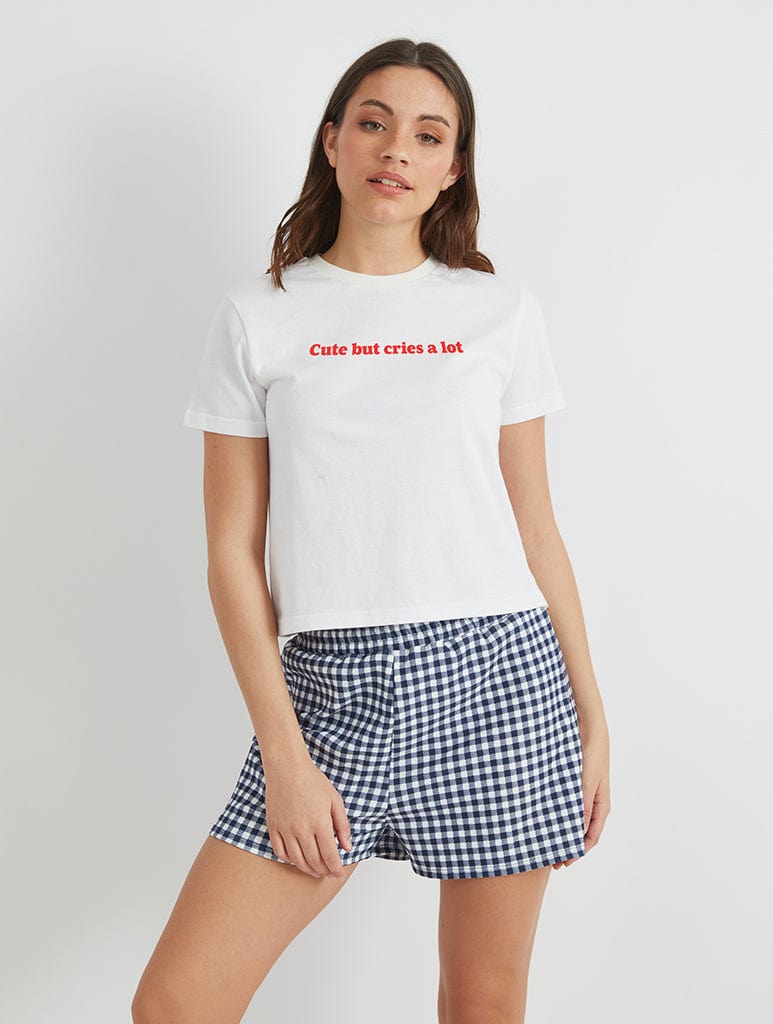 Cute But Cries A Lot Baby T-Shirt in White Tops & T-Shirts Skinnydip London