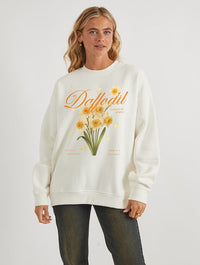 Daffodil Sweatshirt In White Hoodies & Sweatshirts Skinnydip London