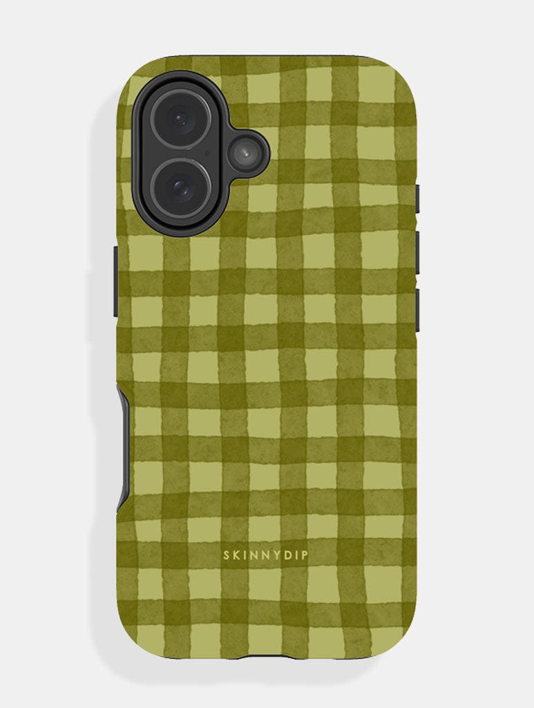 Dark Green Gingham Ultra Protective iPhone Case Phone Cases Skinnydip London