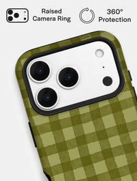 Dark Green Gingham Ultra Protective iPhone Case Phone Cases Skinnydip London