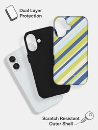 Diagonal Stripes Blue Green Beige iPhone Case Phone Cases Skinnydip London