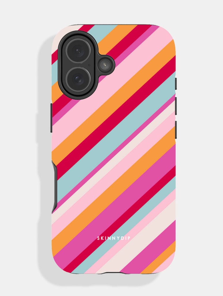 Diagonal Stripes Pink Red Orange Blue Ultra Protective iPhone Case Phone Cases Skinnydip London