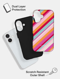 Diagonal Stripes Pink Red Orange Blue Ultra Protective iPhone Case Phone Cases Skinnydip London
