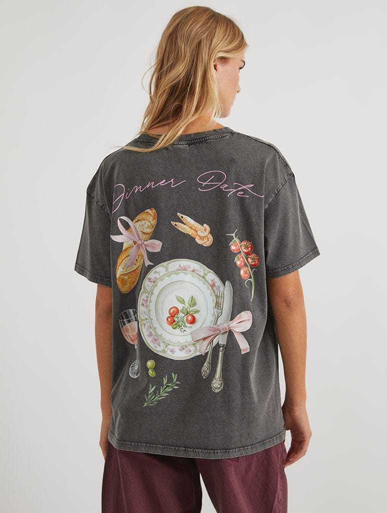 Dinner Date T-Shirt in Acid Wash Tops & T-Shirts Skinnydip London