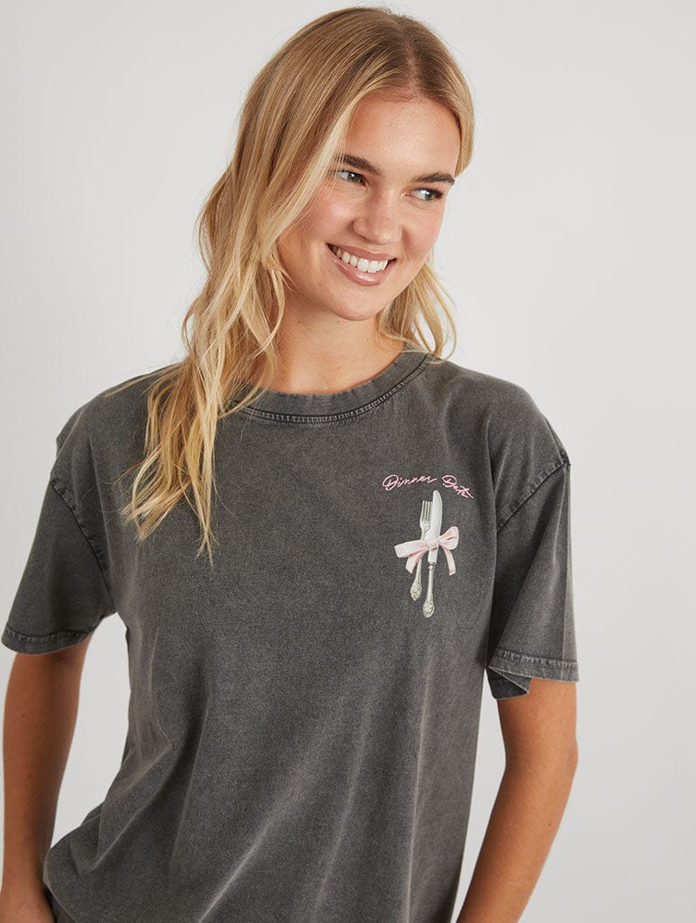 Dinner Date T-Shirt in Acid Wash Tops & T-Shirts Skinnydip London