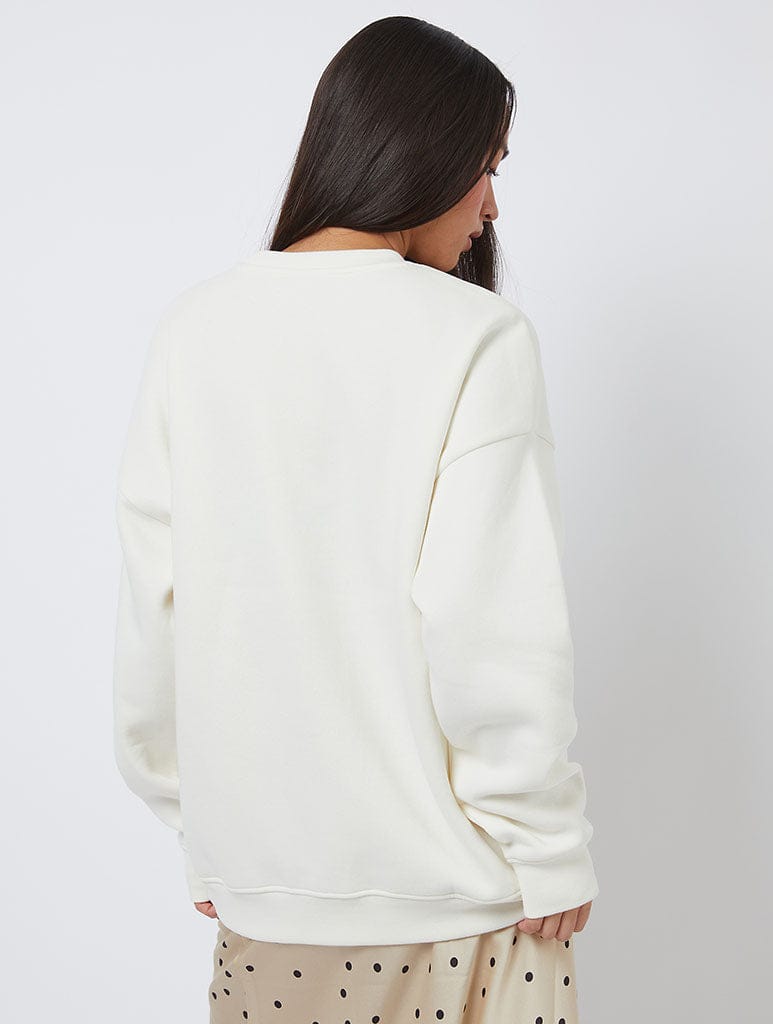 Disco Occasionally Sweatshirt In White Hoodies & Sweatshirts Skinnydip London