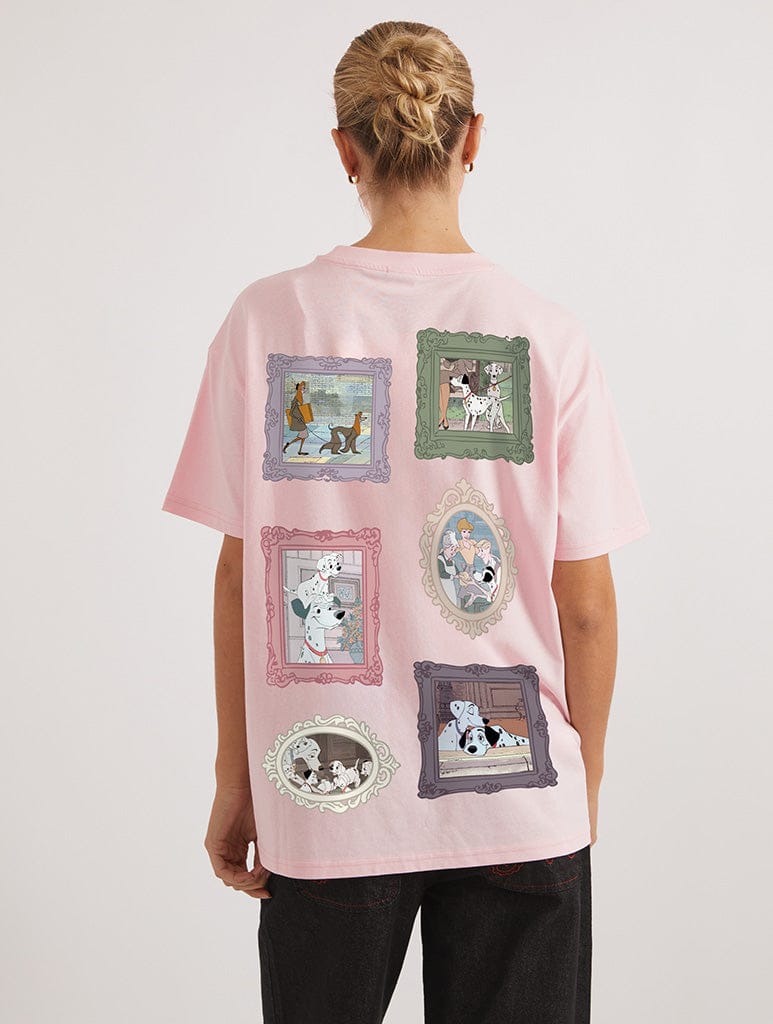 Disney 101 Dalmatians Frame T-Shirt In Pink Tops & T-Shirts Skinnydip London