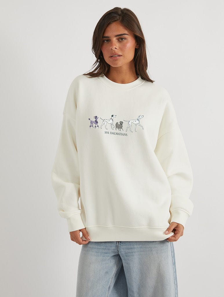 Disney 101 Dalmatians Mans Best Friend Sweatshirt In White Hoodies & Sweatshirts Skinnydip London