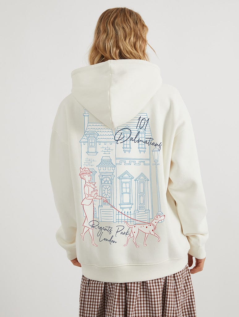 Disney 101 Dalmatians Regents Park Hoodie In White Hoodies & Sweatshirts Skinnydip London