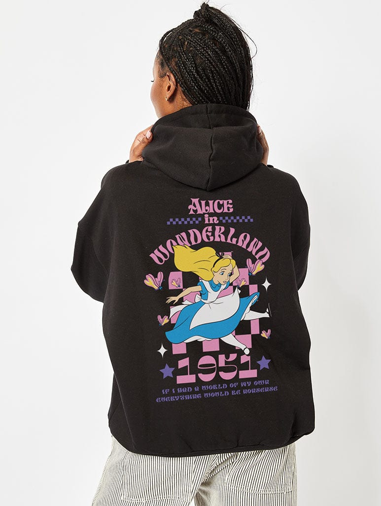 Disney Alice In Wonderland Black Hoodie Hoodies & Sweatshirts Skinnydip London