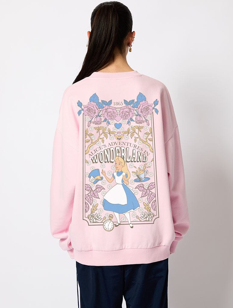 Disney Alice In Wonderland Book Sweatshirt In Pink Hoodies & Sweatshirts Skinnydip London