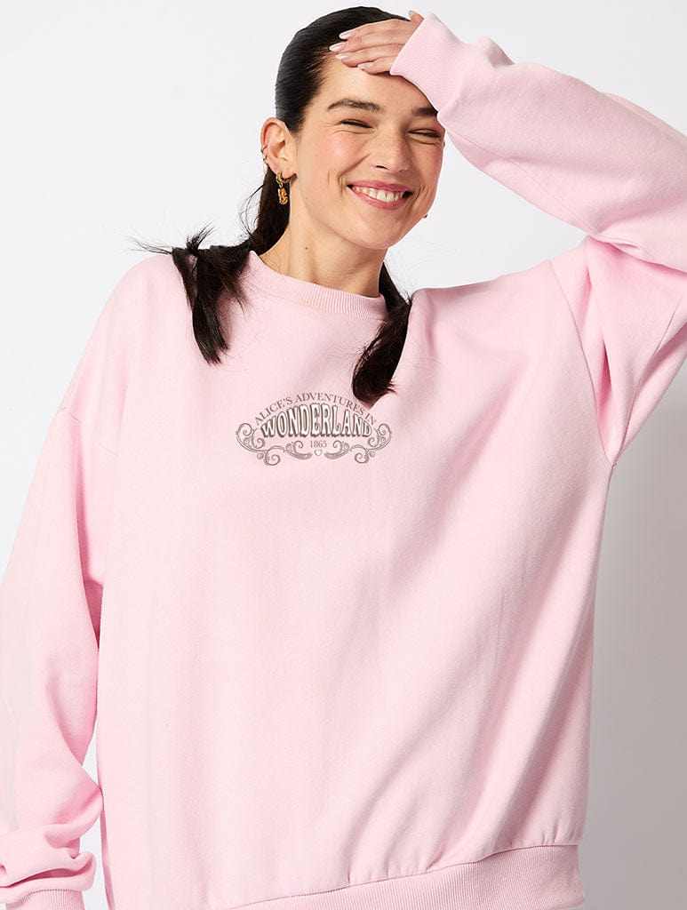 Disney Alice In Wonderland Book Sweatshirt In Pink Hoodies & Sweatshirts Skinnydip London