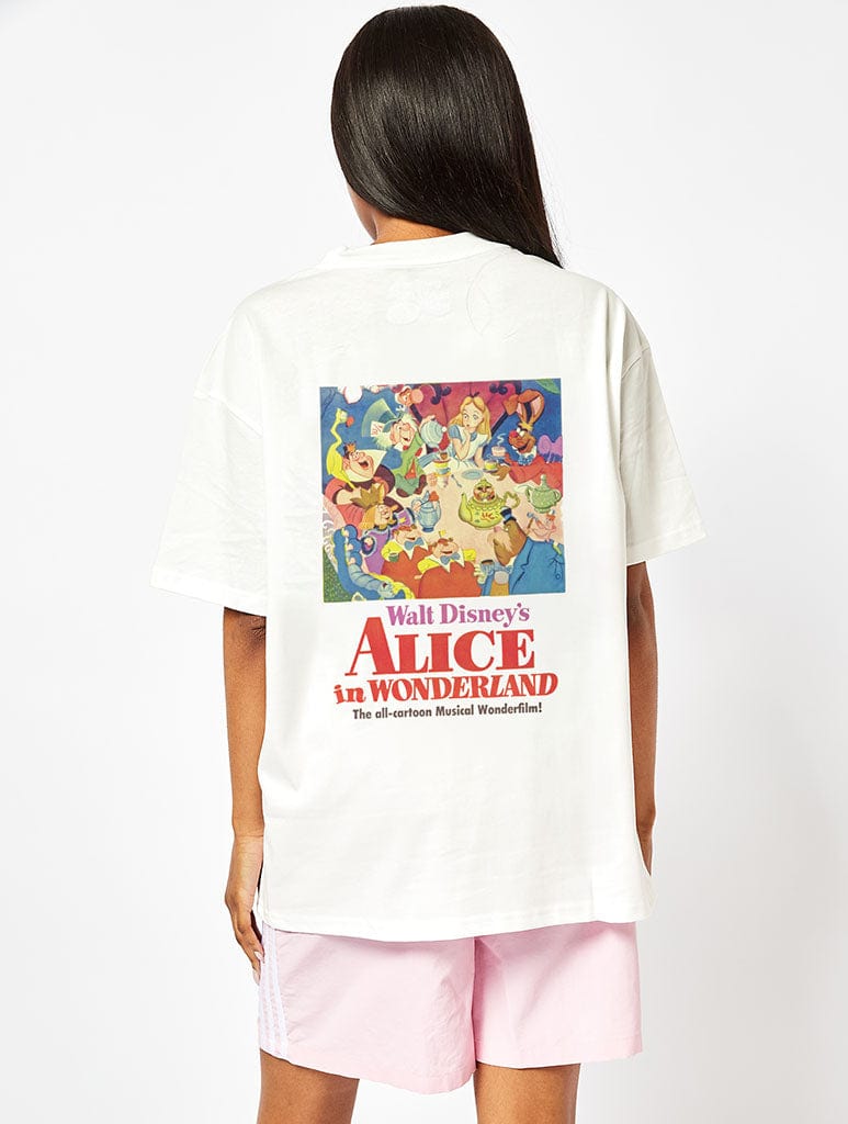 Disney Alice In Wonderland Oversized Ecru T-Shirt Tops & T-Shirts Skinnydip London