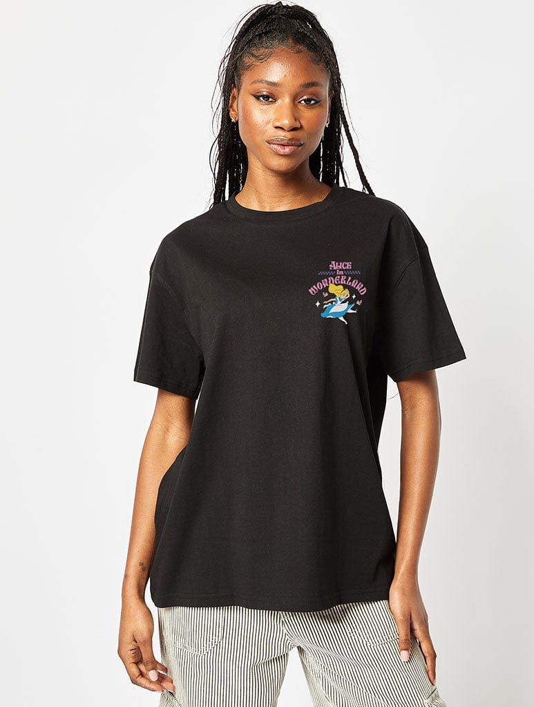 Disney Alice in Wonderland T-Shirt in Black Tops & T-Shirts Skinnydip London
