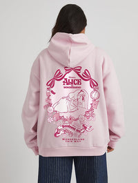 Disney Alice in Wonderland 'Wonderland This Way' Hoodie in Pink Hoodies & Sweatshirts Skinnydip London