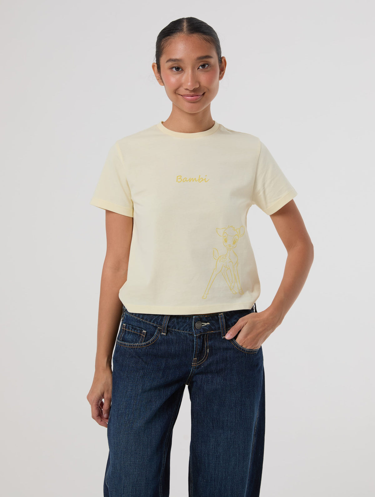 Disney Bambi Baby T-Shirt In Butter Yellow Tops & T-Shirts Skinnydip London