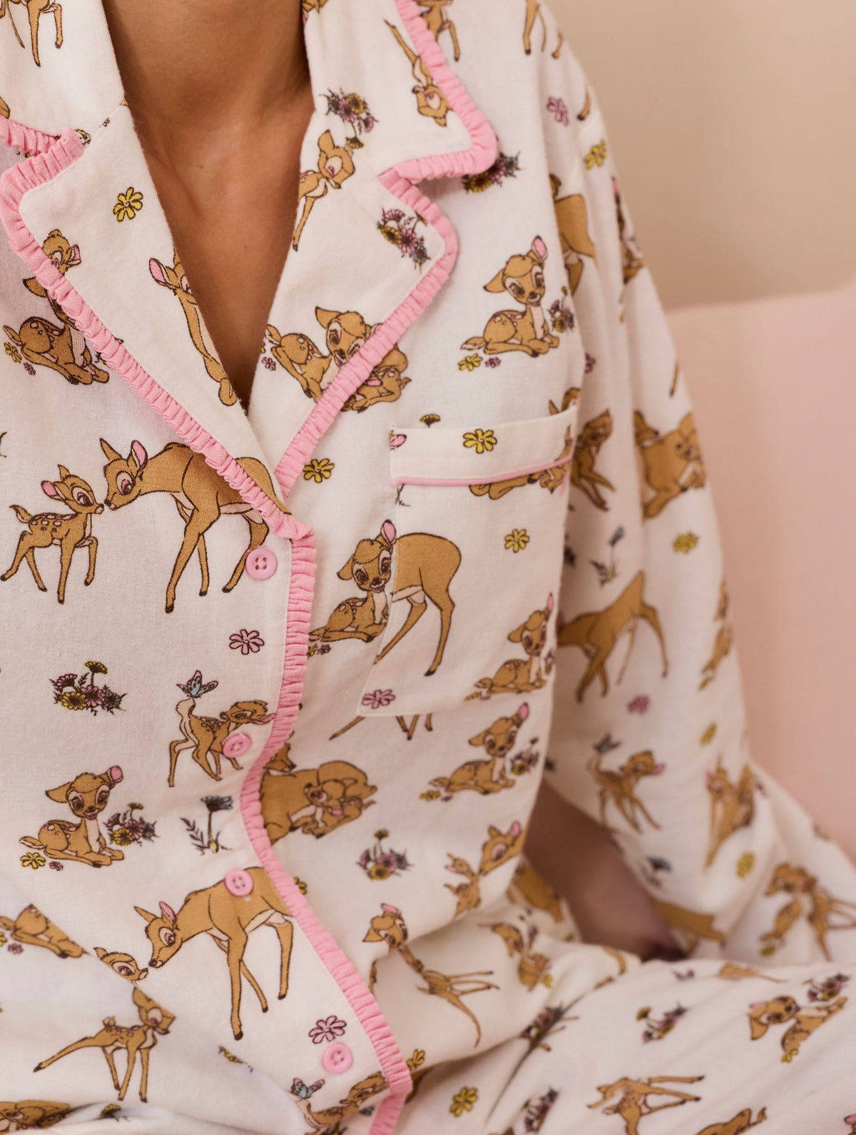 Disney Bambi Frilly Pyjama Set with Scrunchie Lingerie & Nightwear Skinnydip London
