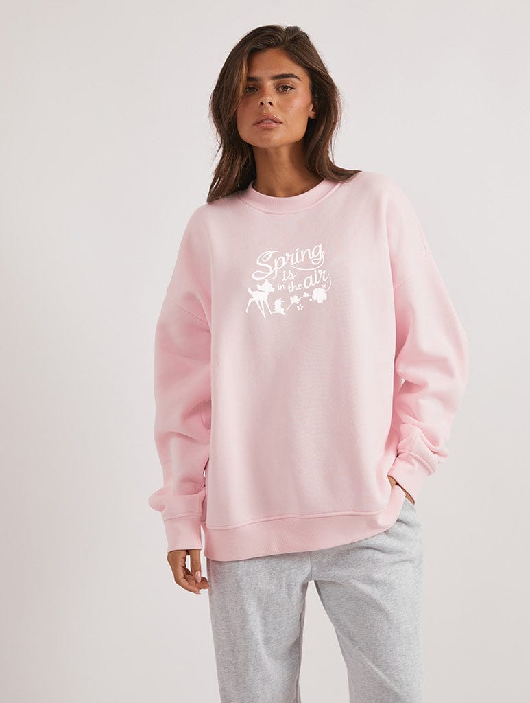 Disney Bambi Spring Is In The Air Sweatshirt In Pink Hoodies & Sweatshirts Skinnydip London